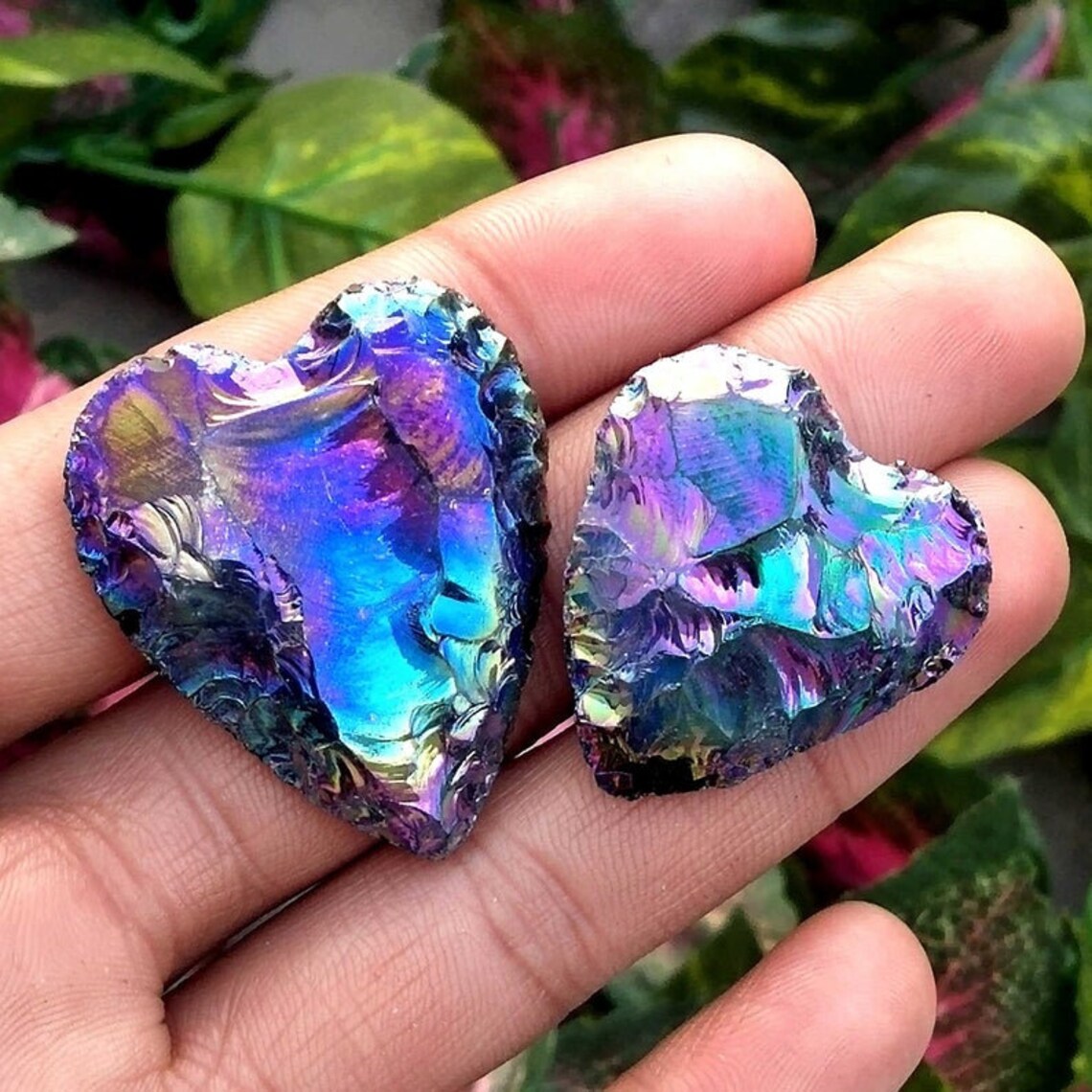 Obsidian Titanium Coated Aura Crystal Healing Stone Obsidian Etsy