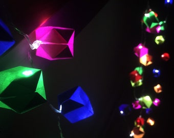 LED Battery Operated Fairy Lights, Room Decor, Rainbow Colors Paper Box Origami party children's bedroom decoration string lights LGBT pride
