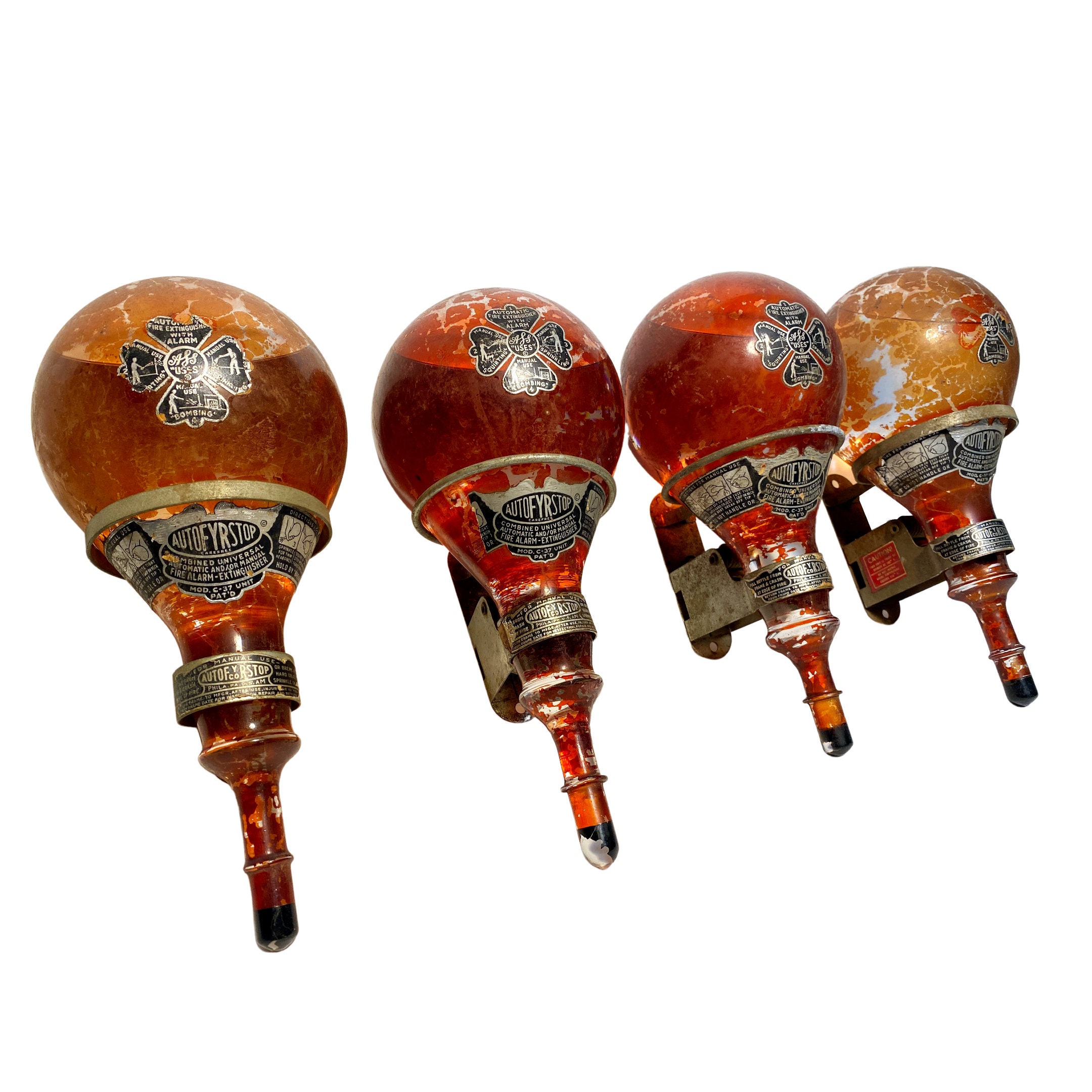 Rare Set of Vintage Glass Fire Extinguisher Grenades With Etsy