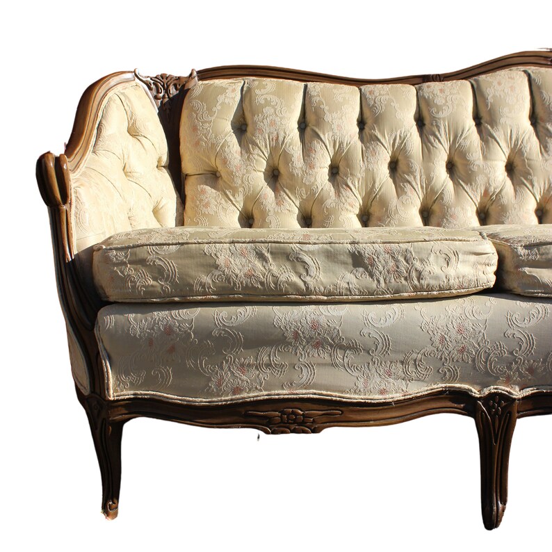 Mid Century Long French Provincial Sofa White Etsy