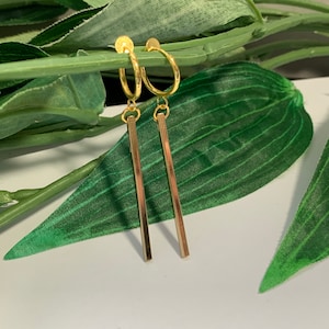 Pendulum Hoop dangle Clip on earrings, girls dangle Earrings,  Clip on Hoop earrings, Dangle Earrings