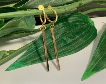 Pendulum Hoop dangle Clip on earrings, girls dangle Earrings,  Clip on Hoop earrings, Dangle Earrings