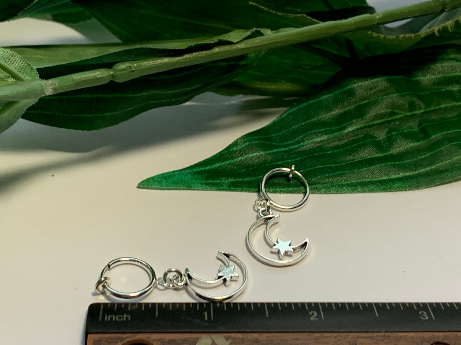 Half Moon Stud Earrings Sterling Silver Moon & Star Drop Earrings