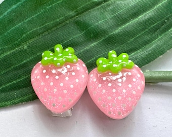 Girls Strawberry Clip on earrings, Strawberry Clip on Earrings,  Strawberry earrings, Girls Clip on Earrings, Strawberry Clip on Earrings