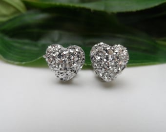 Girls Heart Clip on Earrings, bling earrings, heart earrings,clip on earrings, girls clip on earrings, clip on earrings