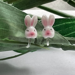 Rabbit Clip on earrings, girls clip on Earrings,  Clip on Rabbit earrings, Plastic rabbit earrings, non pierced ears