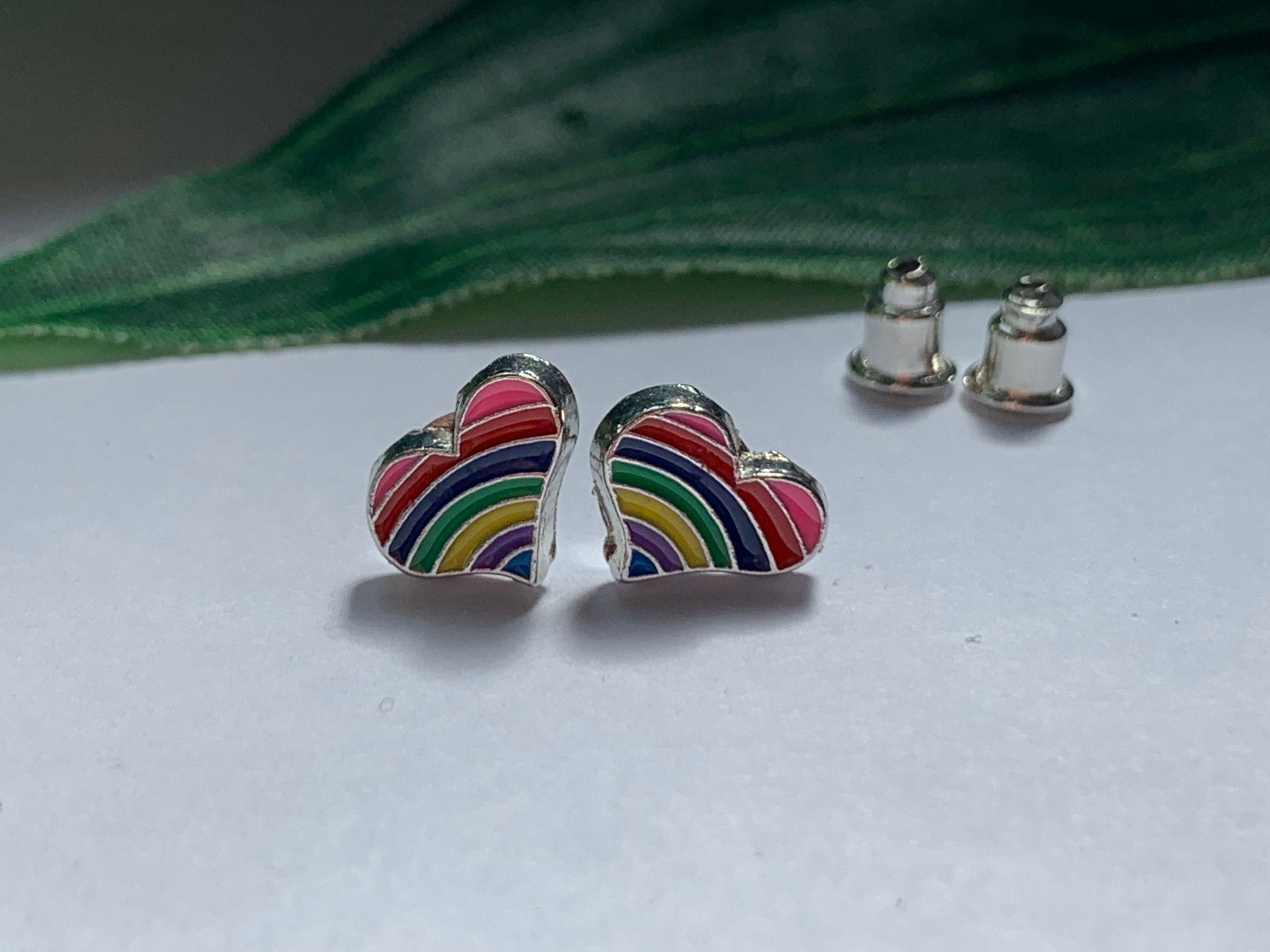 Heart Rainbow Stud Earrings girls Earrings rainbow studs Etsy