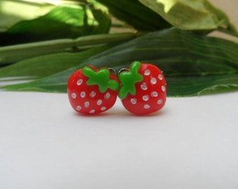 Girls Strawberry Clip on earrings, Strawberry Clip on Earrings,  Strawberry earrings, Girls Clip on Earrings, Strawberry Clip on Earrings