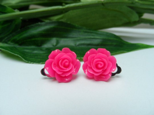 Rose Flower Clip on Earrings Girls Earrings Girls Clip on | Etsy