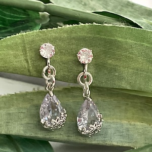 Rhinestone dangle Clip on earrings, girls dangle Earrings,  Clip on  earrings