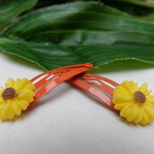 Girls set of 2 Sunflower snap barrettes, baby barrettes, kids barrettes, girls hairclips, girls barrettes, hair accessories, flower hairclip