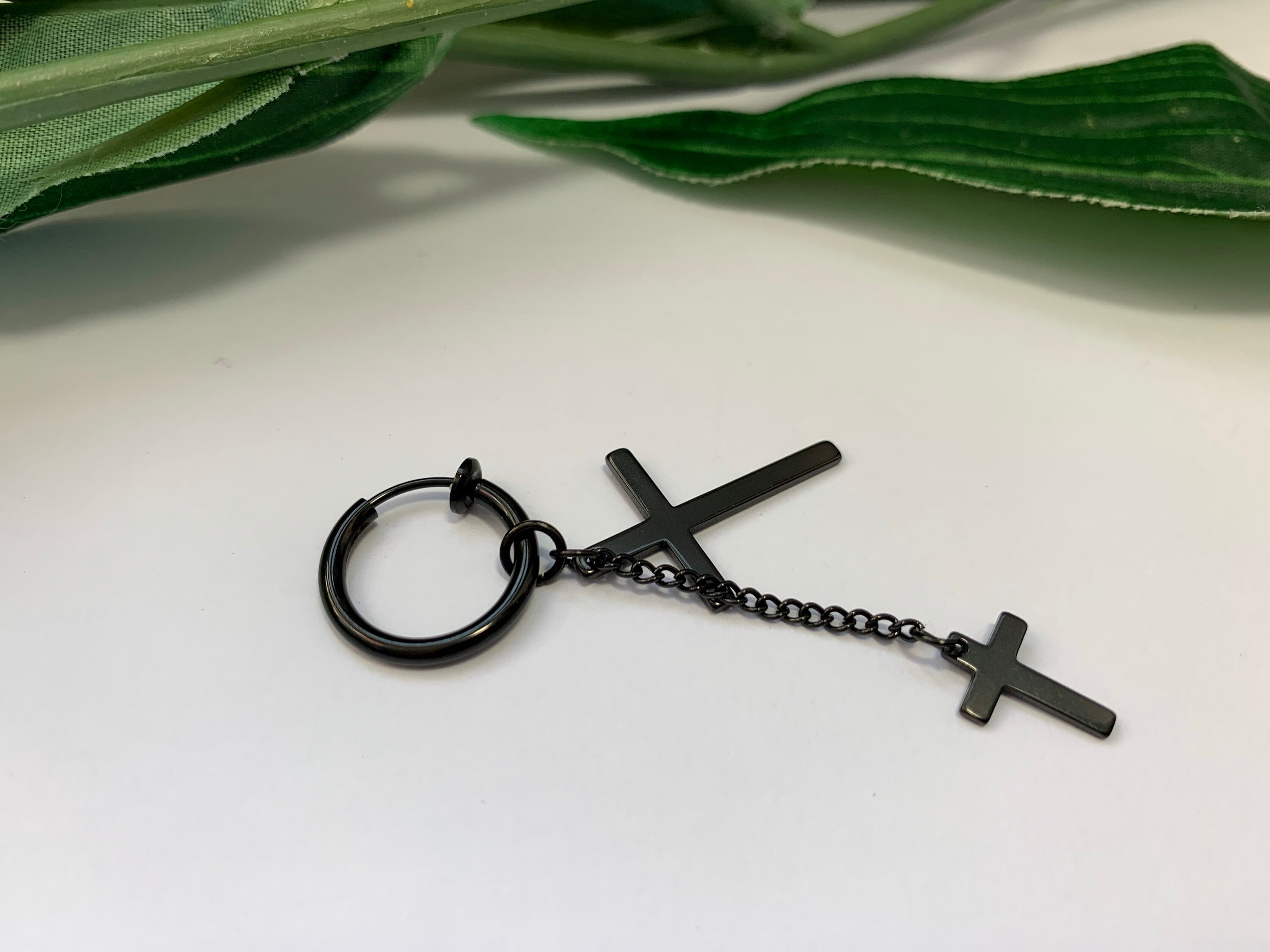 Boys Hoop Dangle Clip on Earring Boys Cross Dangle Earring Etsy UK