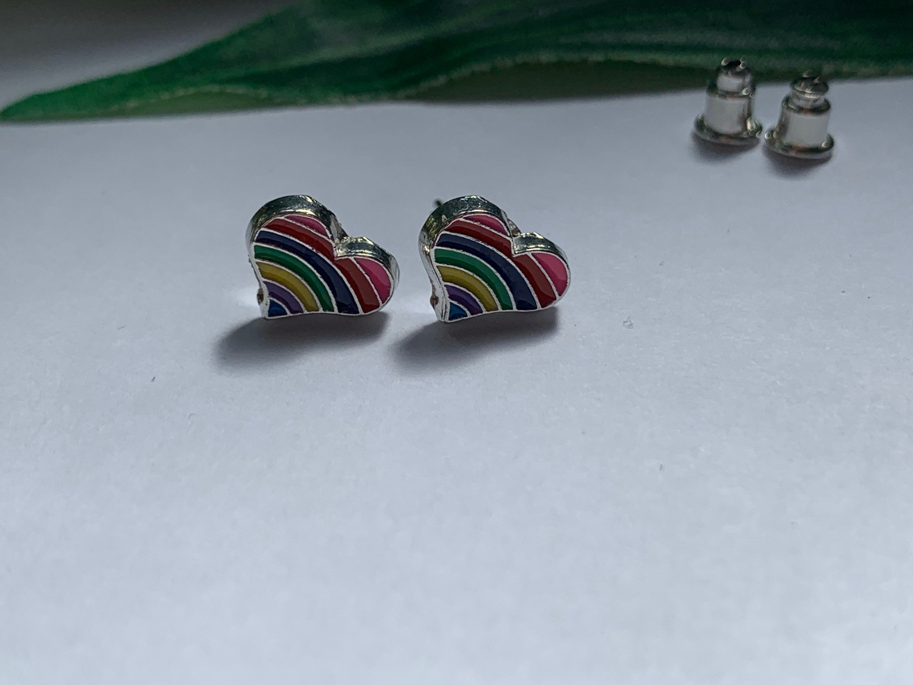 Heart Rainbow Stud Earrings girls Earrings rainbow studs Etsy