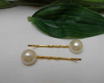 Set of 2 ivory pearl Bobby Pin hairclips, wedding bobby Pin, girls hairclips, pearl bobby pins, pearl hair clips