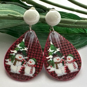 Christmas Clip on earrings, girls dangle Earrings,  Clip on  earrings, retro clip on, Christmas earrings