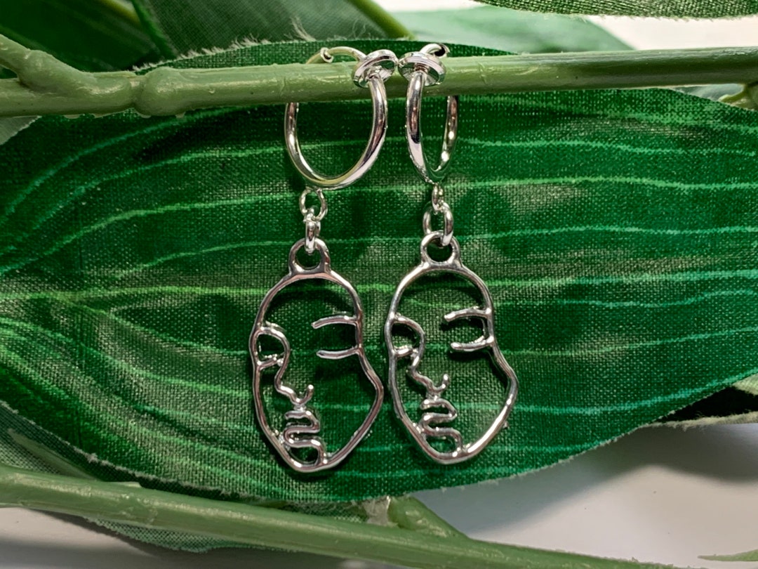 Face Hoop Dangle Clip on Earrings Girls Dangle Earrings Clip Etsy
