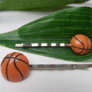 Set of 2 Basketball Bobby Pins, girls bobby pins, basketball hairclips, novelty hairclips,basketball party favors