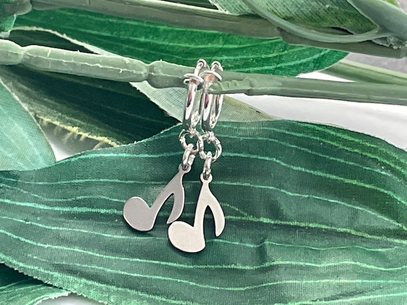 Musical Note Hoop Music Note Hoop Dangle Clip on Earrings, Music Girls Dangle Earrings ...