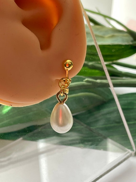 Pearl Dangle Clip on Earrings Girls Dangle Earrings Clip on