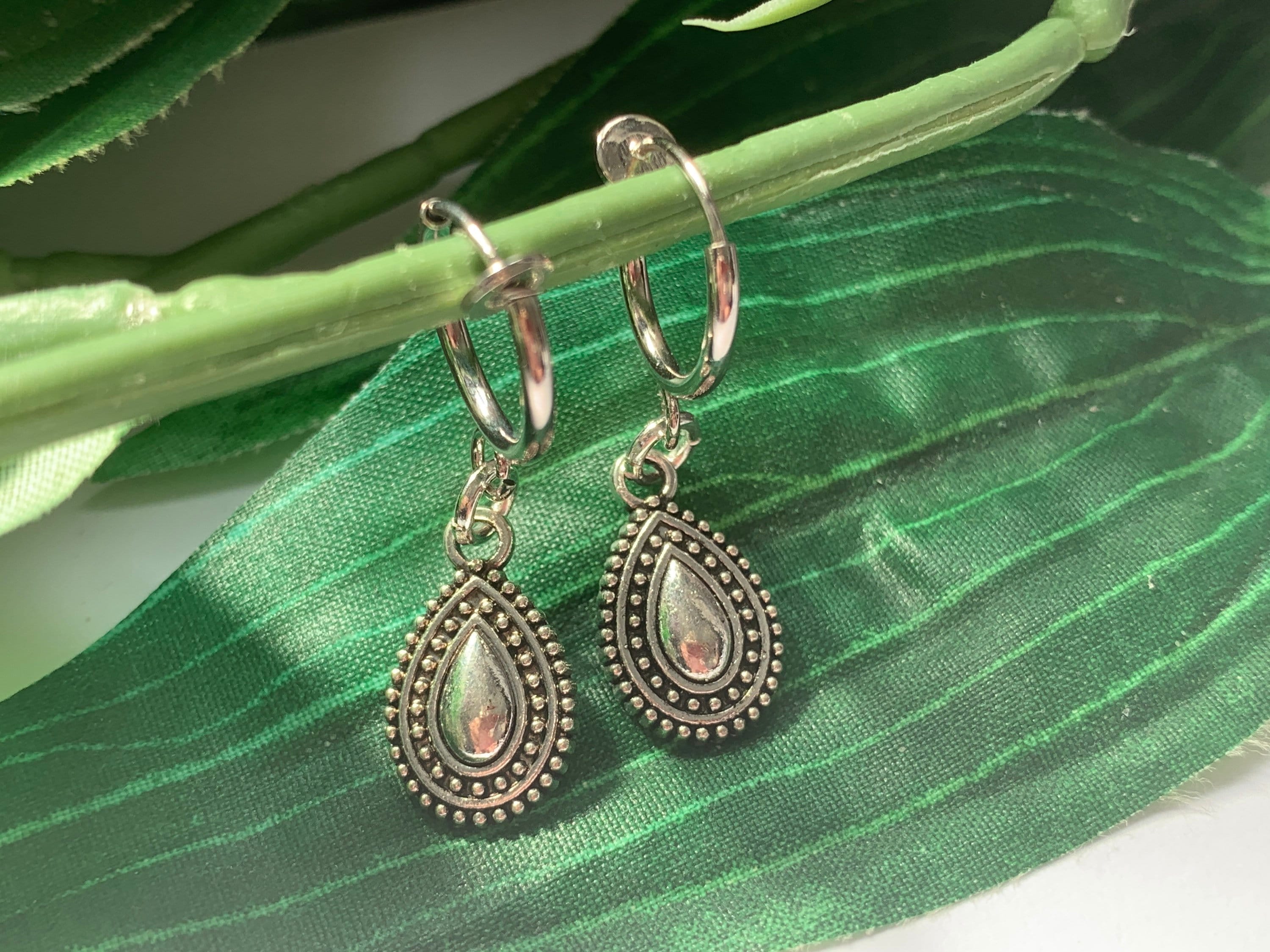 Teardrop Hoop Dangle Clip on Earrings Girls Dangle Earrings Etsy