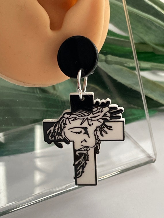 Cross Clip on Earrings, Girls Dangle Earrings, Clip on Earrings