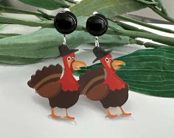 Stainless Steel Thanksgiving Turkey Dangle Earrings – Cute Chicken Earrings For Women, Holiday Jewelry Gift - View #4