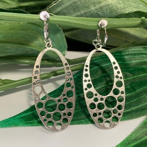 Large Hoop dangle Clip on earrings, girls dangle Earrings,  Clip on Hoop earrings, Dangle Earrings