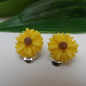 Girls Sunflower Clip on Earrings Flower Clip on Earrings - Etsy