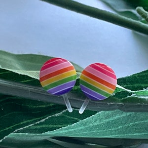 Rainbow  Clip on earrings, girls clip on Earrings,  Clip on Rainbow earrings, Plastic Clip on earrings, non pierced ears