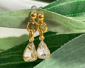 Pendientes colgantes con clip de diamantes de imitación, pendientes con clip para niñas, pendientes colgantes con clip de diamantes de imitación, pendientes con clip de plástico, orejas sin perforar