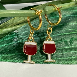 Wine Glass cerceau pendre Clip sur les boucles d’oreilles, Boucles d’oreilles pour filles pendantes, Clip sur les boucles d’oreilles Hoop, Boucles d’oreilles Novelty Dangle