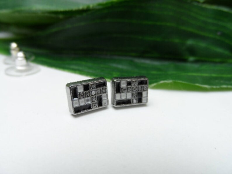 Crossword Puzzle Stud Earrings Girls Earrings Crossword Etsy