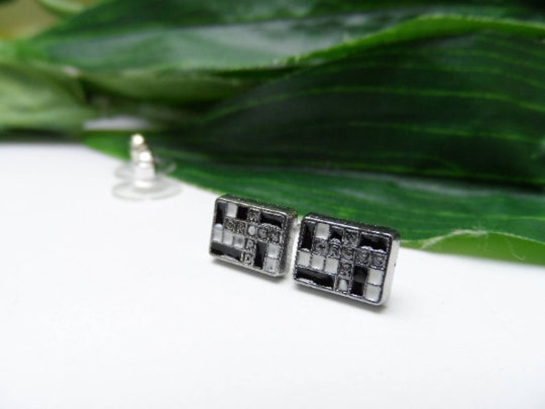 Crossword Puzzle Stud Earrings Girls Earrings Crossword Etsy