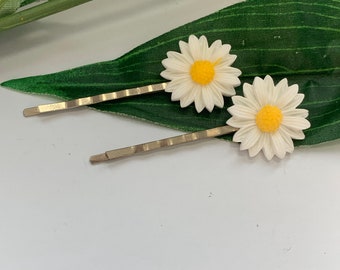 Set of 2 Large Daisy Bobby Pin hairclips, daisy bobby Pin, girls hairclips, flower bobby pins, daisy hair clips