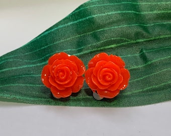 Red Rose Flower Clip on Earrings, Girls Earrings, Girls Clip on earrings, flower Earrings,Girls Birthday Gift, girls clip on earrings