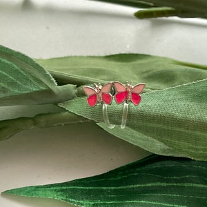 Butterfly Clip on earrings, girls clip on Earrings,  Clip on Dino earrings, Plastic Butterfly earrings, non pierced ears