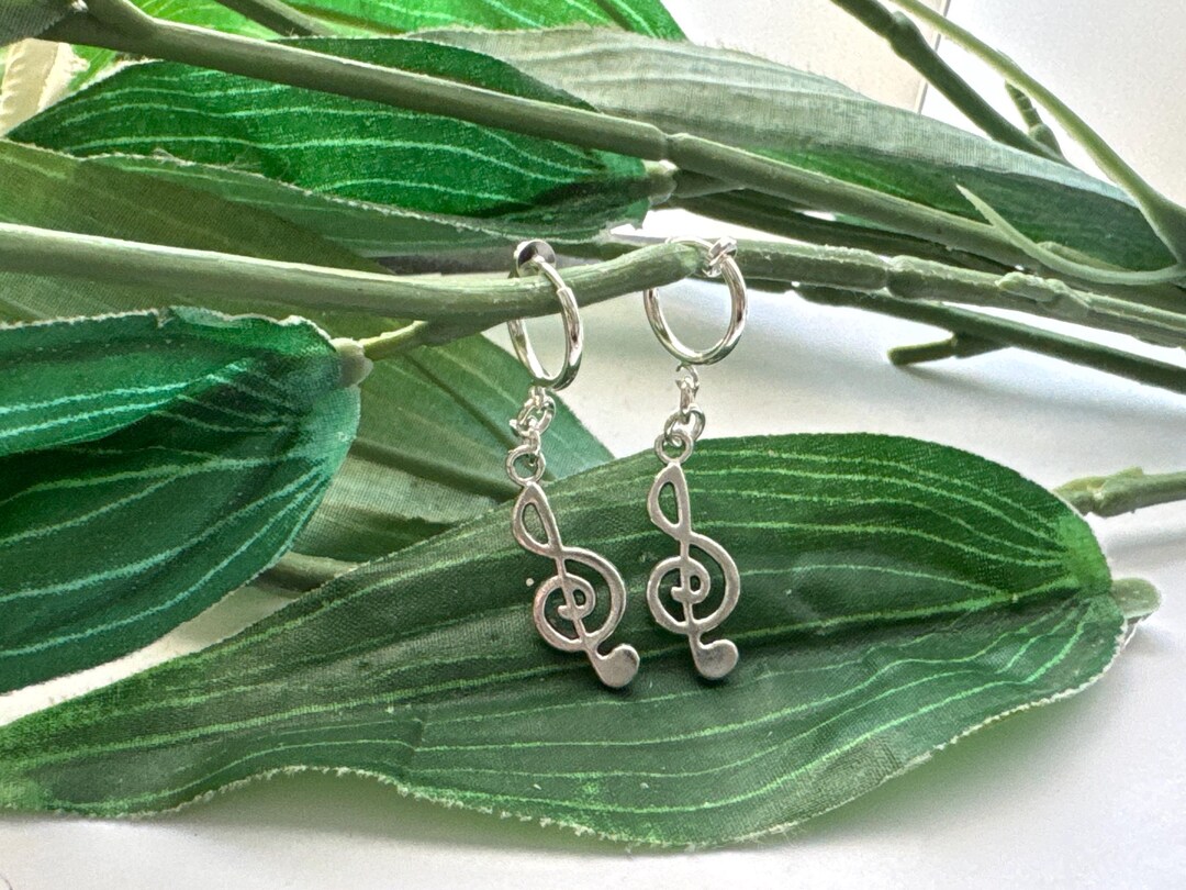 Musical Note Hoop Music Note Hoop Dangle Clip on Earrings, Music Girls Dangle Earrings ...
