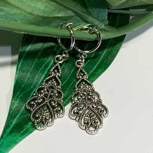 Large Hoop dangle Clip on earrings, girls dangle Earrings,  Clip on Hoop earrings, Dangle Earrings