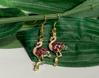Pink Flamingo Dangle Earrings, Flamingo Earrings, Fashion Earrings, Novelty Earrings, Dangle Earrings