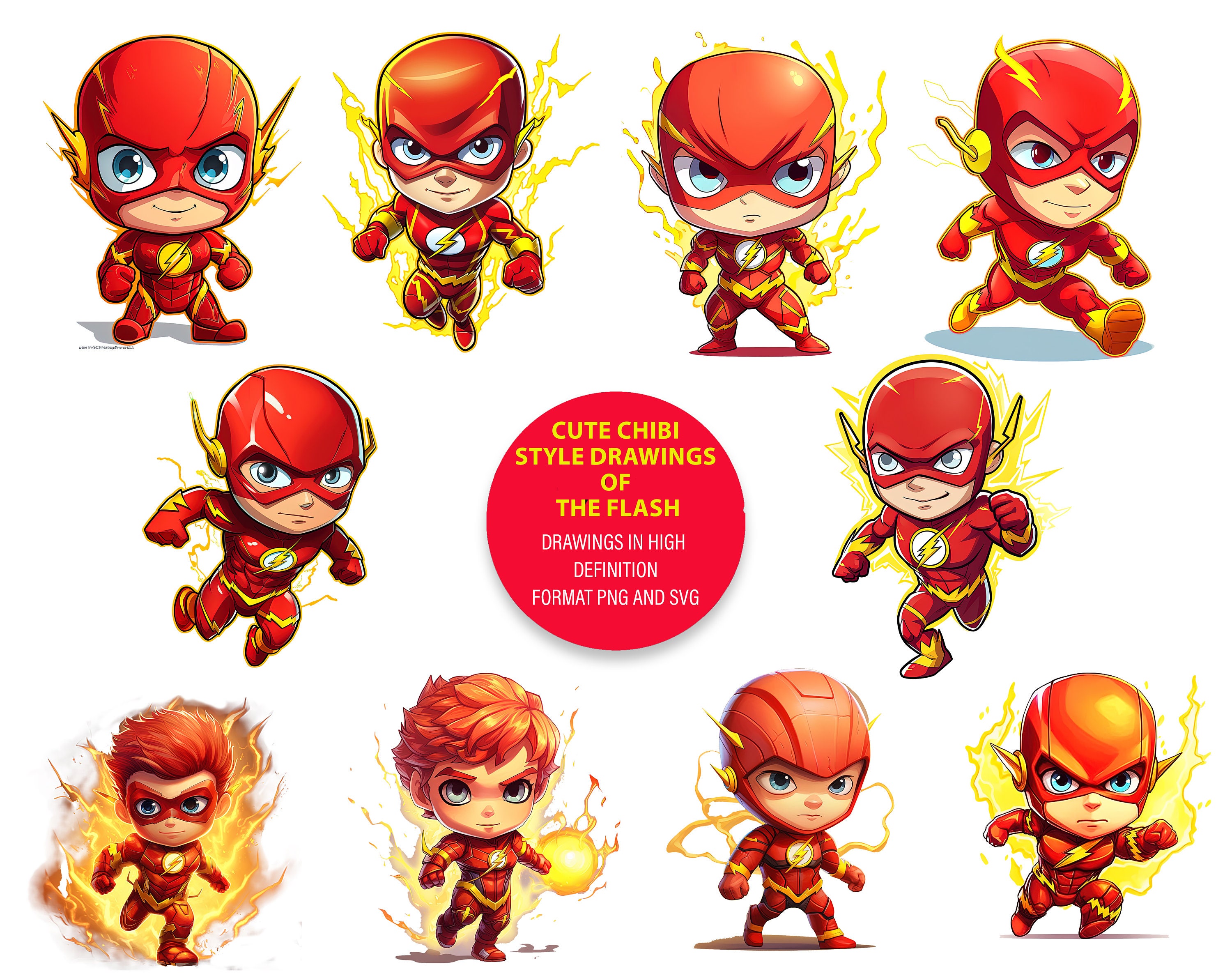 Lindo Estilo Chibi El Flash / Para Pegatinas Imprimibles, Camiseta, Etc. /  Formato PNG Y SVG / Para Uso Comercial - Etsy Israel