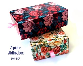 Plantilla Caja deslizable / archivos de corte Cricut y Silhouette / SVG, DXF