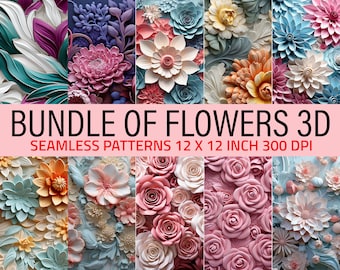 3D Floral Seamless Patterns Bundle (Digital Download)