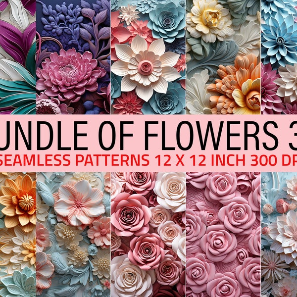 bundle flowers 3d, 30 high quality images 300 dpi, commercial use - 3d Flower Sublimation