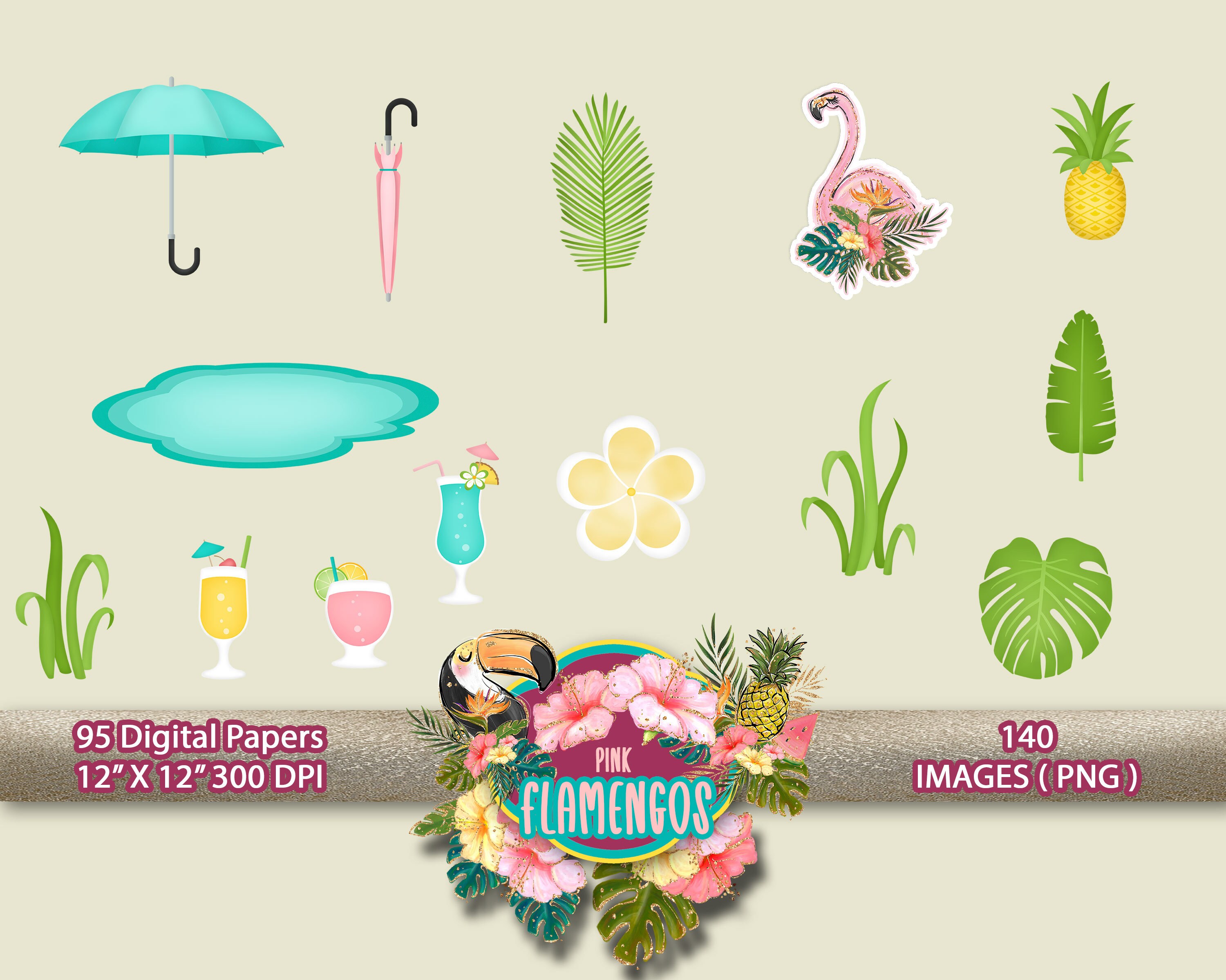 Pink Flamingo Scrapbook Paper Etsy