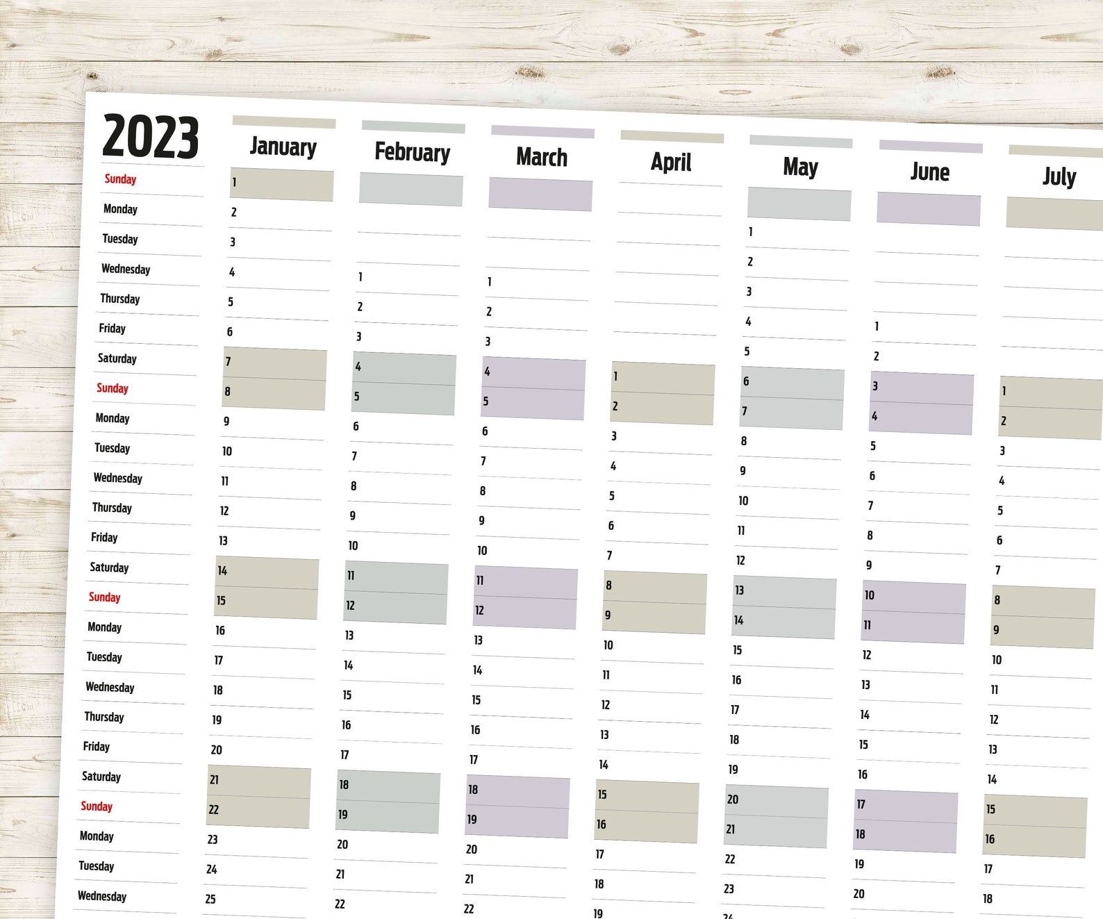 Horizontal Year Wall Planner 2021 2022 2023 2024 And 2025 Etsy