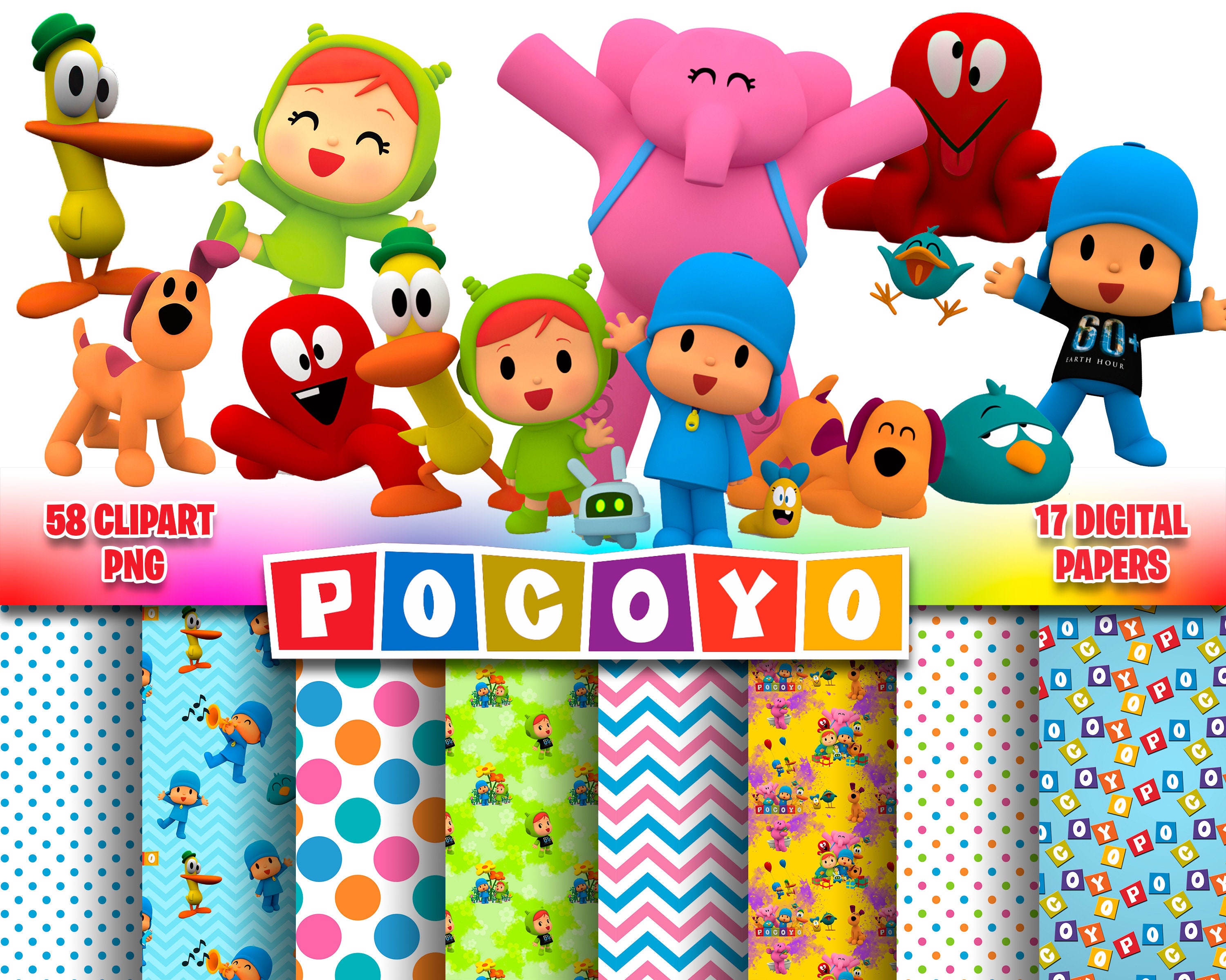  Pocoyo - Telón de fondo de 3 x 5 pies, suministros para fiestas  Pocoyo, fondo de fotos Pocoyo : Electrónica