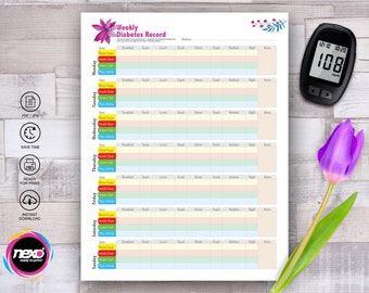 Blood sugar Tracker |  Printable PDF and JPG, 8,5x11"(Letter)