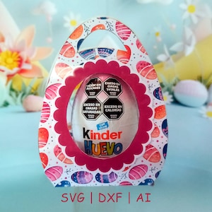 Envase para huevos de Pascua Kinder - Plantilla para huevo Kinder. Plantilla para Cricut, Silhouette, svg, dxf y Adobe Illustrator