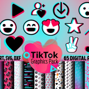 TikTok Grafikpaket | Paket SVG, DXf und PNG | Archivo de corte Cricut | Corte de Silueta Archivos
