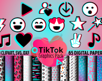 Pacchetto grafico TikTok / File Cricut Cut SVG, DXF, PNG